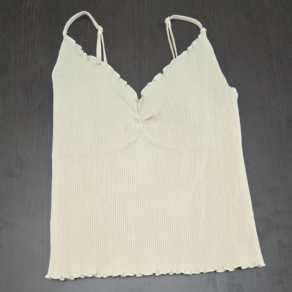 Cream Ribbed Camisole Top